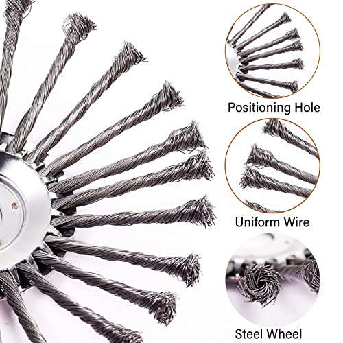 Barafat 10inch Steel Weed Eater Trimmer Head, Upgraded Wire Rotary Brush Weed Blade Cutter with Universal Adapter Kit Compatible with Stihl Husqvarna Gardening Lawnmower Moss Grass Rust Removal - Thumbnail 4