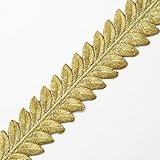 2-Yards Iron on Metallic Leaves Trim for Bridal, Costume or Jewelry, Crafts and Sewing, 1-3/8 Inch, SMB-3010 (Gold)