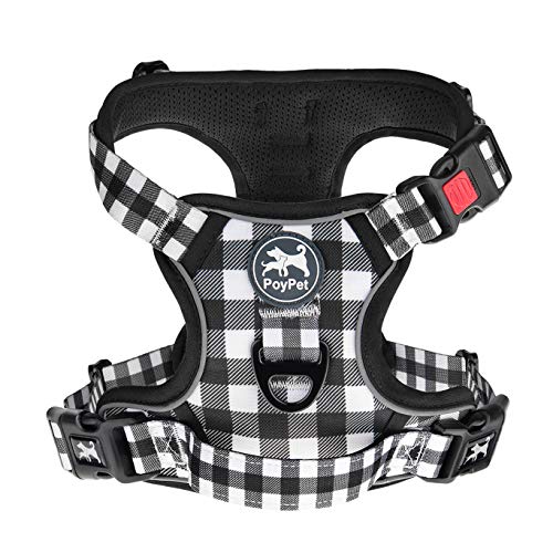 PoyPet No Pull Dog Harness, [Release on Neck] Reflective Adjustable No Choke Pet