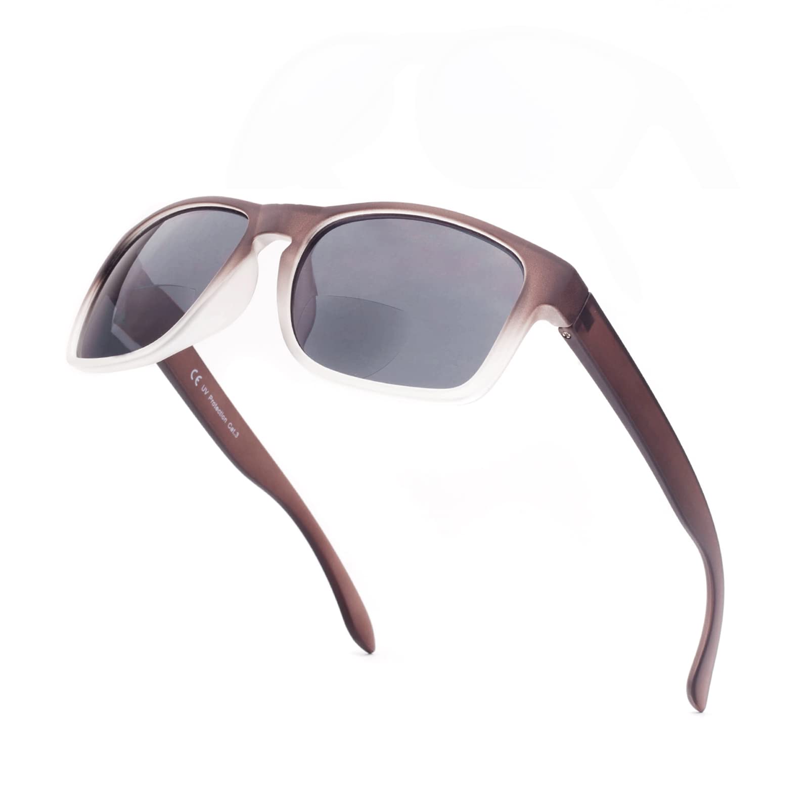 E & R Elegant Rabbit Bifocal Reading Sunglasses Men Outdoor Sunglasses Fashion Bifocal Sun Readers UV Protection (Grey, 3.0