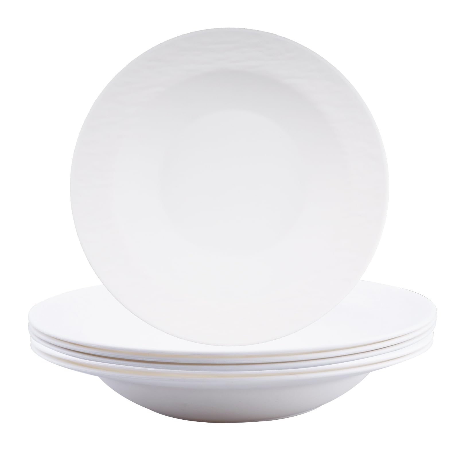 6pz Piatti Fondi in Plastica Riutilizzabili Piatti da Dessert Bianco 22x3,5cm Piatti per Pasta, Insalate, Bistecche