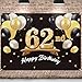PAKBOOM Happy 62nd Birthday Banner Backdrop - 62 Birthday Party Decorations Supplies for Men - Black Gold 4 x 6ft