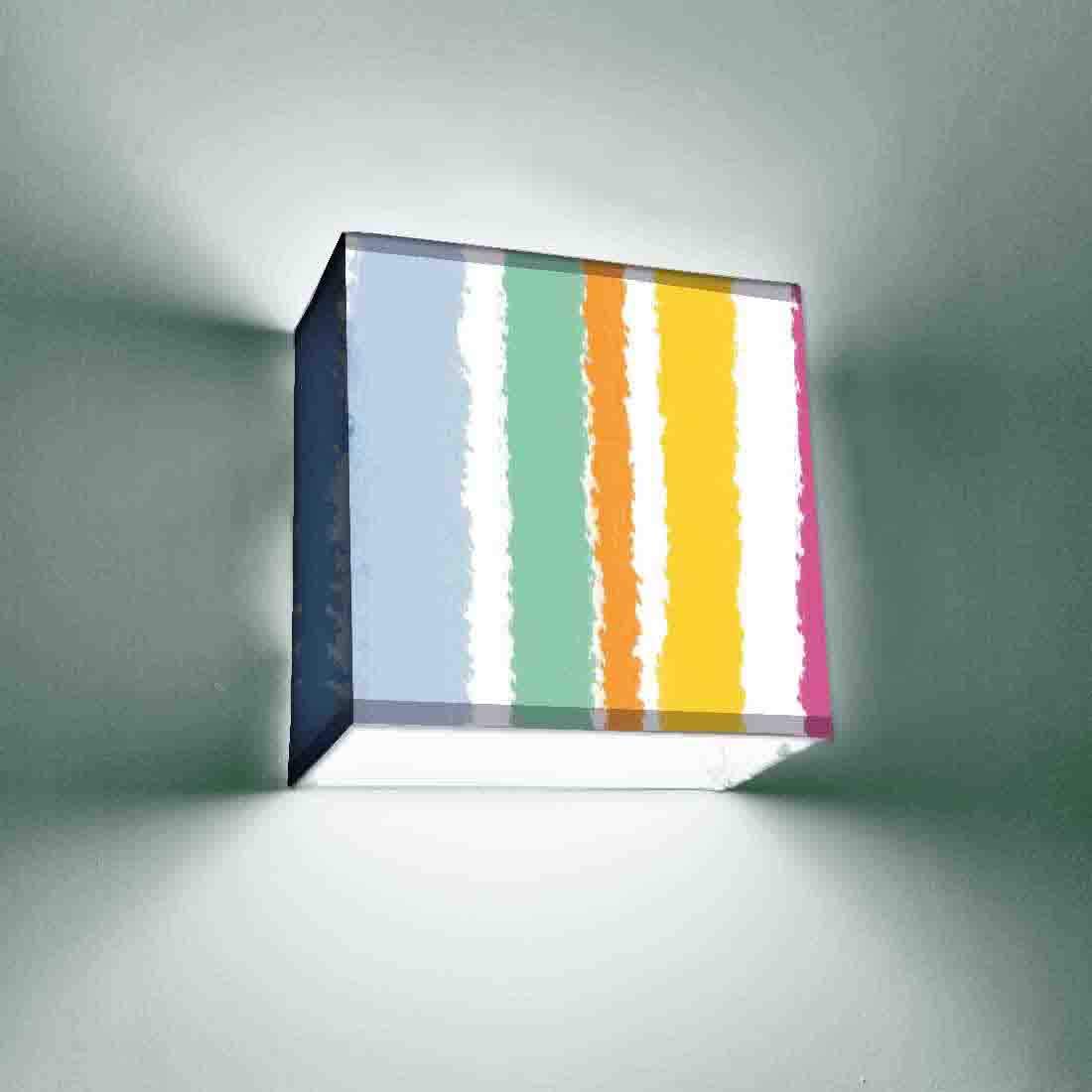 Nutcase 7 Watts Designer Square Wall Mounted Half Shade Fabric Bedside Lamp Shade Sconces with B22 Brass Holder and Bulb (Multicolour)-image-25