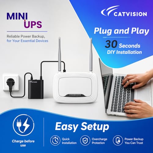Image of Catvision Mini UPS for WiFi Router Broadband Modem | Support 12V-2A Routers | Backup Upto 4 Hrs (Lab Tested) | WiFi Router UPS Power Backup During Power Cuts | 1 Year Warranty