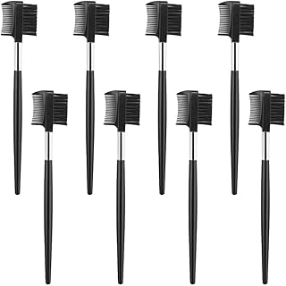 8 PCS Comb Eyebrow Brush Eyelashes 2 IN 1 Eyebrow Comb and Brush Lash Groomer Double Sided Brow Brush for Women Makeup Cosmetic Tools Black