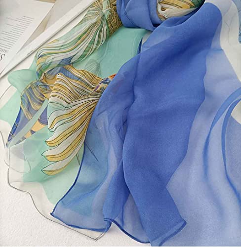 Image of Pokeedioty Scarfs for Women Lightweight Scarves Elegant Floral Pattern Sheer Scarfs Shawls Wraps