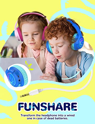 Iclever Kids Bluetooth Headphones With Led Lights, 43H Playtime, Type-C Fast Charging, Bth18 Safe Volume 74/85/94Dba, Bluetooth5.3 Kids Headphones Wireless Aux Cord thumb #6