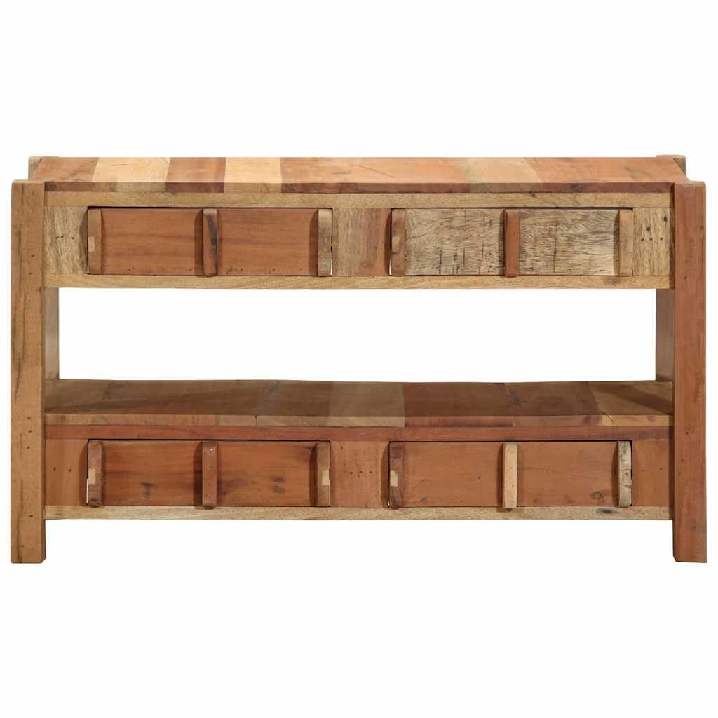 TV-Schränk Braun aus massivem upgecyceltem Holz, 83 x 33 x 46 cm, mit 4 Schubladen, TV Board Fernsehschrank Rack für Wohnzimmer Heimkino, Stauraum