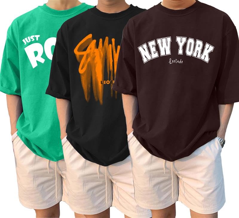 Image of LEOTUDE Men's Cotton Oversized Fit T-Shirt