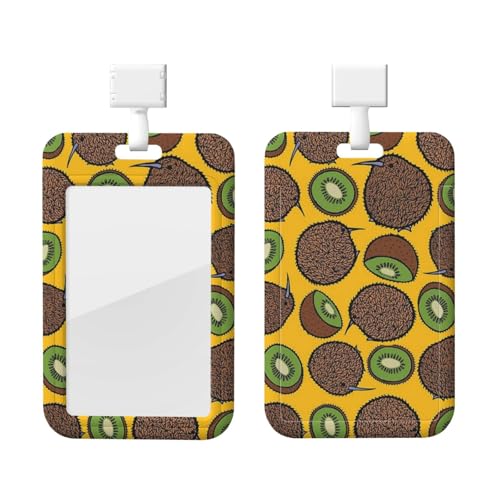 キウイ パーティー パスケース定期入れ Id カードケース 縦型かわいいネックストラップホルダー リール付きクリップストケース