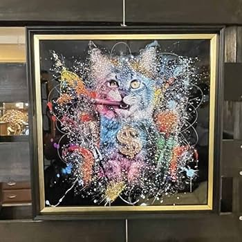 Amazon.co.jp: アートフレーム 猫 絵画 クリスタルピクチャー ゴールド