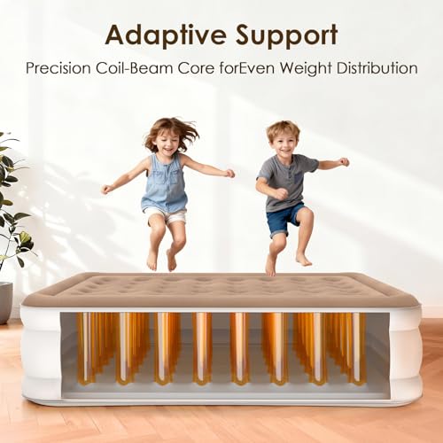 Image of Air Mattress Twin XL (Extra Long) with Built-in Pump - 18 inch Raised Inflatable Bed with High Speed Built-in Pump, colchon inflable, Carry Bag, Cozy Guest Air Bed for Sleepovers, Glamping, Moving