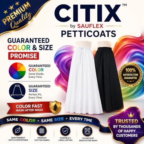 Image of CITIX Pure Cotton Petticoat for Woman Saree | Adujastable Drawstring Waist