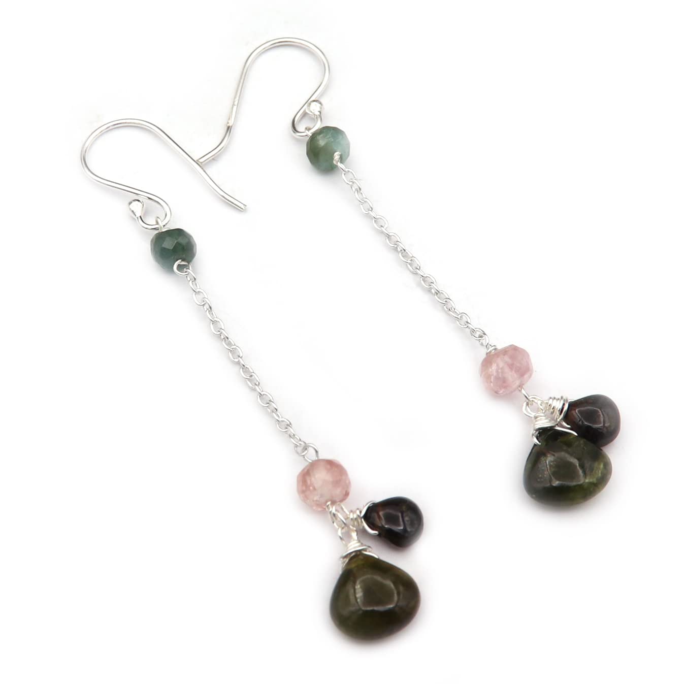 Goyal Impex Women Tourmaline Natural Gemstone Solid 925 Sterling Silver Earring Jewellery ER84