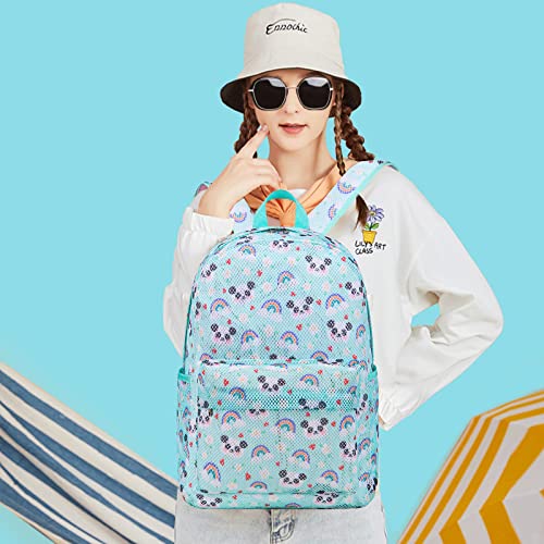 Camtop Mesh Backpack For Kids Girls Semi-Transparentsee Through Sturdy School Bookbag Casual Daypack For Beach Swim Work Gym (Panda) #TOP3