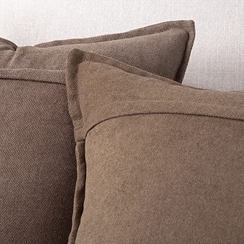 MADIZZ Set of 2 Rustic Farmhouse Chenille Euro Sham Pillow Covers 26x26 Inch Coffee Soft Decorative Cushion Cover for Sofa Bedroom Neutral Couch Throw Pillows for Bed Pillowcases Home Decor by MADIZZ - Image 5