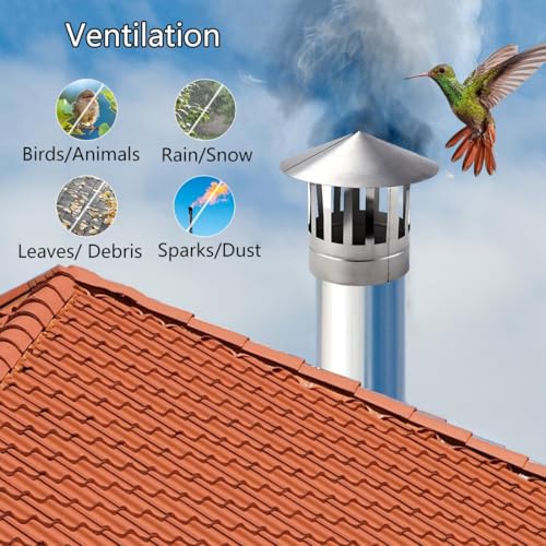Sombrerete de chimenea de acero inoxidable ajustable para tubos de ventilación y extracción 5