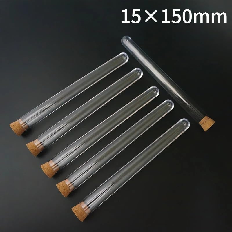 20 Stück 30 Stück 50 Stück 100 Stück 200 Stück 18 ml 15 x 150 mm Labor-Reagenzgläser aus durchsichtigem Kunststoff mit rundem Boden und Korken(100pcs)