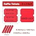 THEBLUETOUCH 2000 Pcs Red Raffle Tickets, Large Bold Numbers Double Tickets for Raffle, 2