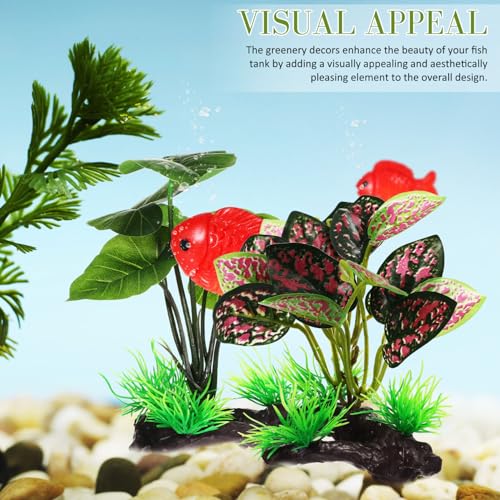 Image of Milisten 2Pcs Fish Tank Plants Plastic, Fish Tank Decorations, Artificial Plants, Aquarium Decorations Accessories, Mini Plants Goldfish Hides