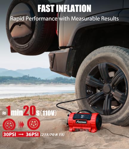 AVID POWER Portable Tire Inflator Air Compressor, 110V AC/12V DC Dual Power - Image 2