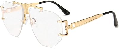 mincl/Vintage Retro Shield Visor Sunglasses 2019 Oversized Unisex Windproof Glasses One Peice Big Frame Goggles Sun Glasses (gold&clear)