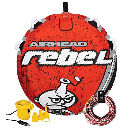 Airhead Rebel 54 Inch 1 Person Durable Red Towable Tube Kit w/Rope