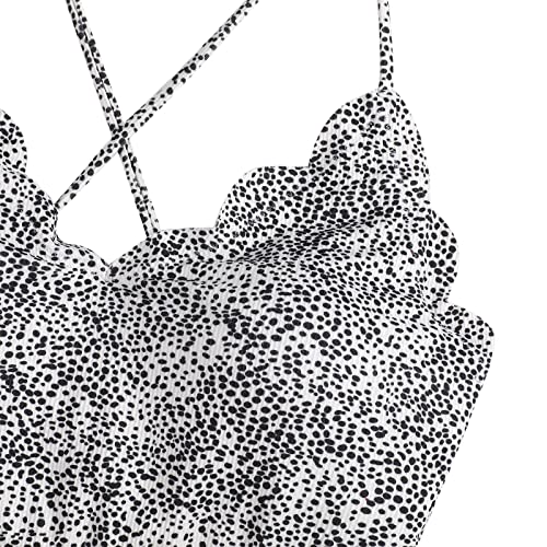 Zaful Women’s Criss-Cross Lace Up Tankini Set Ruched Floral Leaf Print Spaghetti Straps Tankini Swimsuits(Large,Multi- A) #TOP2