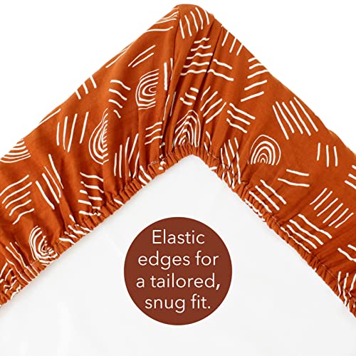 Lifetree Muslin Crib Sheets For Girls And Boys, Cotton Boho Neutral Fitted Baby Crib Sheet For Standard Crib Mattress & Toddler Bed Mattress (52"X28"), Soft, Rust Mudcloth #TOP5