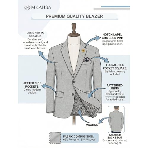 Image of Men's Formal Casual Blazer Slim Fit | Stretchable Fabric | Lightweight Structured Office Wear Coat for Meetings, Interview, Party & Daily Use