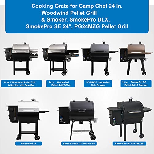 Uniflasy Cast Iron Cooking Grid Grates For Camp Chef Smokepro Dlx 24 Pellet Grill, For Camp Chef Pg24Mzg Smokepro Sg24/ Se24 /24" Woodwind, Grate For Traeger Pro 22/575/780 Lil' Tex Elite Pellet Grill #TOP1