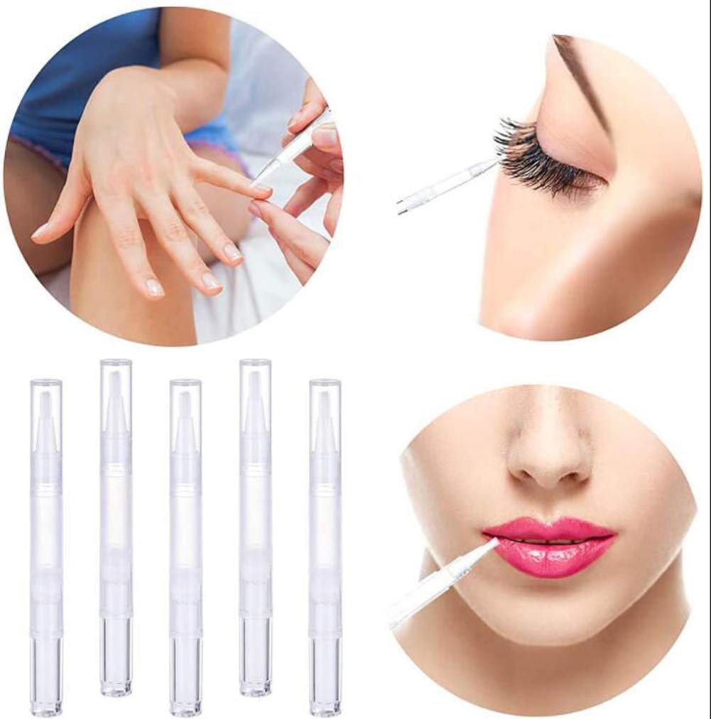 5 Bolígrafos 3ml Bolígrafos Vacíos De Aceite De Uñas Con Punta De Pincel,Lápiz Giratorio De Tubo De Brillo De Labios,Se Utilizar Para Rellenar Brillo De Labios, Esmalte De Uñas Etc