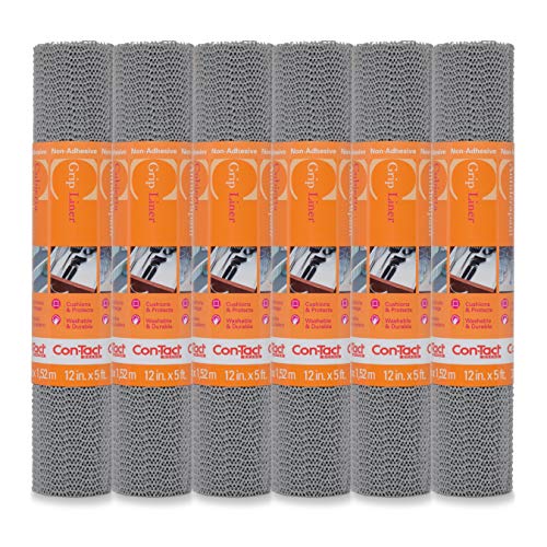 Con-Tact Brand Grip Non-Adhesive Contact Shelf and Drawer Liner, 12" x 5', Alloy