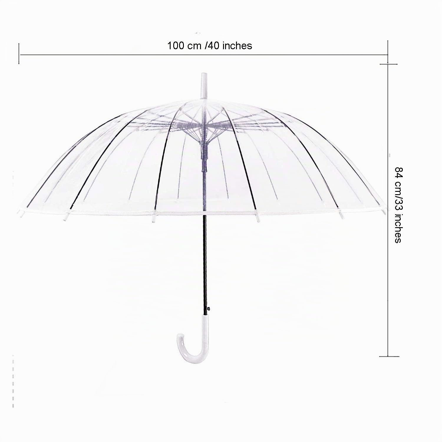 ThreeH Ombrello automatico trasparente Cupola a bolle d'aria antivento Ombrello leggero a bastone per matrimonio sposa donne,Bianco