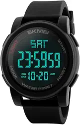 Relógio Digital Masculino Esportivo, Resistente à Água 50M, Display LCD Claro, Pulseira de Silicone Macia, Multifuncional (Cronômetro/Alarme/Temporizador), Leve para Academia, Corrida e Atividades Eletrônico 1257BK