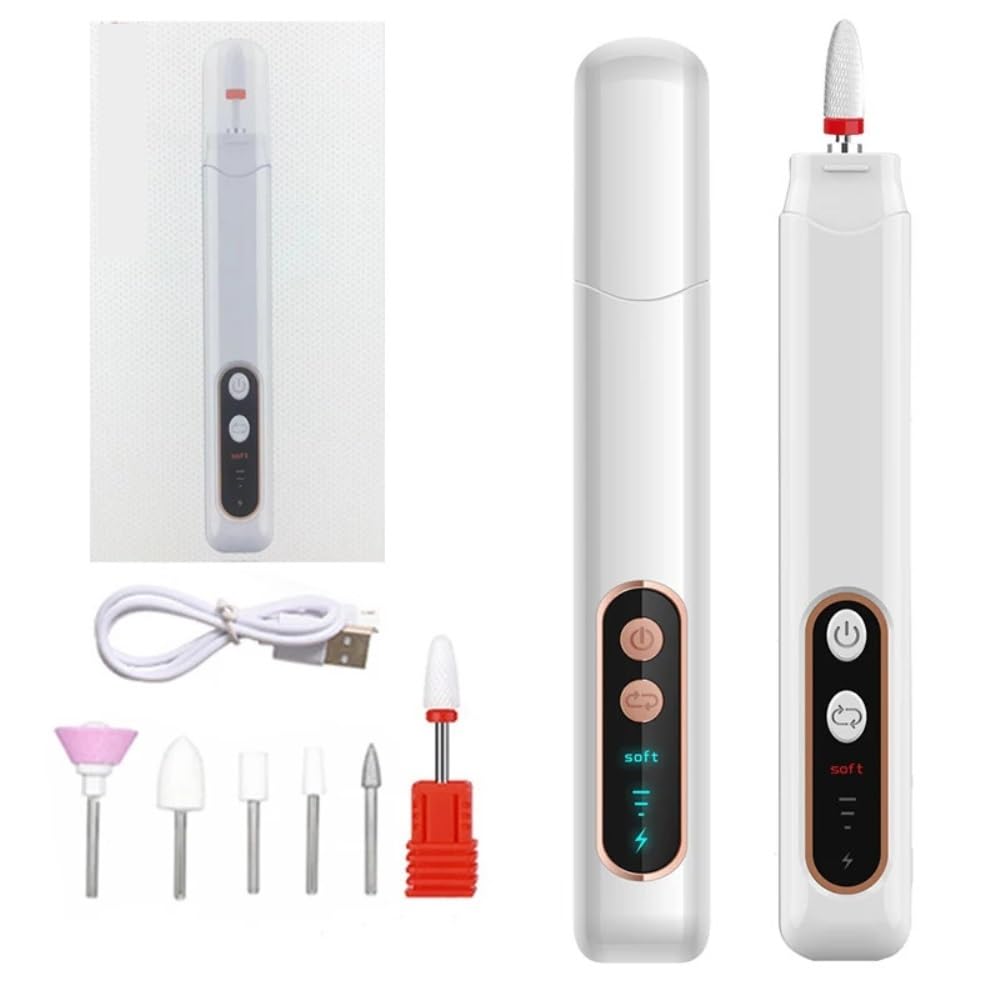 Kit de manicura y pedicura 6 en 1, Lima de uñas eléctrica inalámbrica, Taladro de uñas, Herramienta for el Cuidado de Manos y pies, for pulir, Recortar y pulir