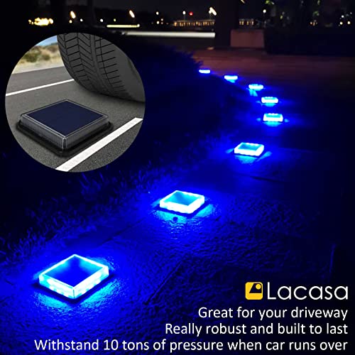 Lacasa Blue Solar Deck Lights 4 Pack, Dusk to Dawn Large Battery Step Lights, Big Solar Powered Waterproof Dock Lights, LED Solar Lights Outdoor Garden Stair Driveway Walkway Pathway Warning Lamp by Lacasa - Image 3