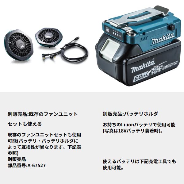 Amazon.co.jp: マキタ 充電式ファンジャケット 高撥水・透湿性生地 M