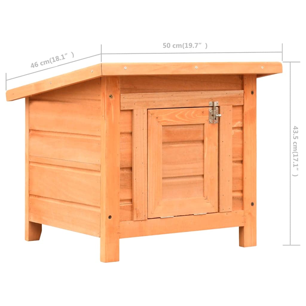 Casetta per gatti in legno di pino massiccio con tetto in poliestere verde resistente alle intemperie, 50 x 46 x 43,5 cm, stabile cuccia in legno con rampa, nascondiglio per gatti all'aperto