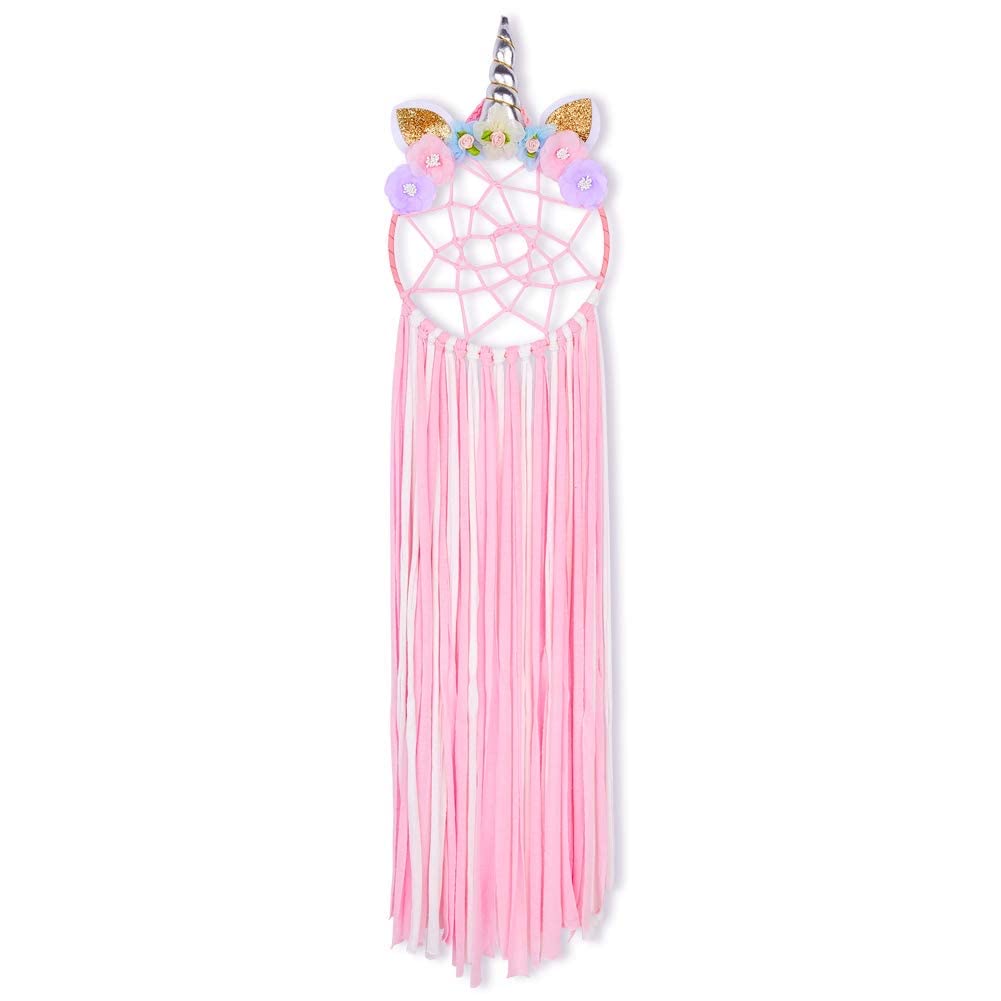 AUGEN Dream Catcher Wall Hangings, Crafts, Home Décor, Handmade for Bedroom, Balcony, Garden, Party, Café, Decoration, Wedding, Decorative, Feathers (9112)(Pink, 88 cm)