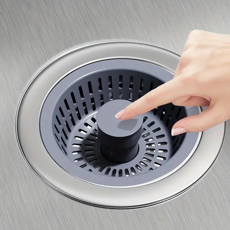 ToYooZe 3-in-1 Sink Drain Strainer β Premium Kitchen Sink Strainer, Drain Cover, Sink Water Splash Guard, Stainless Steel Strainer for Kitchen Essentials