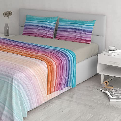 MB HOME ITALY “Fantasy” Bed Sheets Set, Double, Rainbow - Image 3