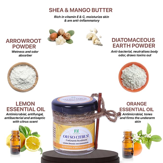 Image of Oh So Citrus Deodorant Cream | Free from Aluminium and Baking Soda | Deo for Men, Deodorant Cream with Lemon, Orange and Lemongrass (30 g, Pack of 1)