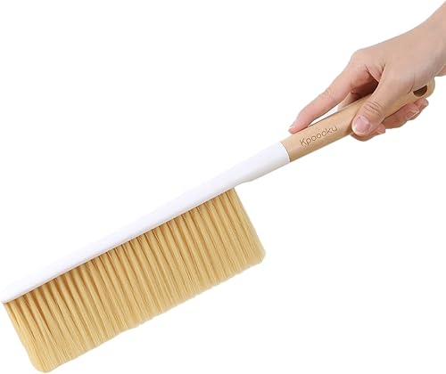 Cepillos de limpieza de escobas de mano, cepillo suave para plumero de muebles con mango de madera largo, herramienta de polvo para el hogar (1