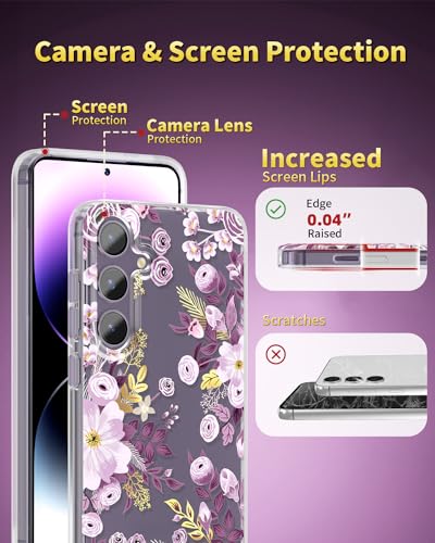 Coque Samsung S24 Plus transparente violette fleurie SCORPIFY antichoc