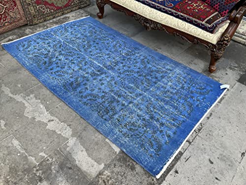 Blue Colors Decorative Turkey Rug, Overdyed Rug, Handmade Organic Wool Carpet, Turkish Rug, Home Decor Rug, Living Room Decor Rug, Rug For Bedroom #TOP1