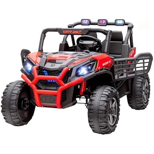Qaba 24V 2 Seater Ride on Car Electric Off-Road UTV Truck Ages 3-8 Red