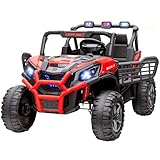 Qaba 24V 2 Seater Ride on Car, Electric Off-Road UTV Truck with Parent Remote Control, Music, Lights, Ride on Toy for Kids Ages 3-8, Red