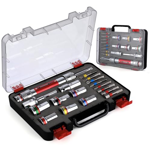 19 点セット インパクトソケットセット | 8 個磁気ドライバービット & 7 個ドライブインパクトソケット ドリル/ハンマードリル/インパクトレンチ対応