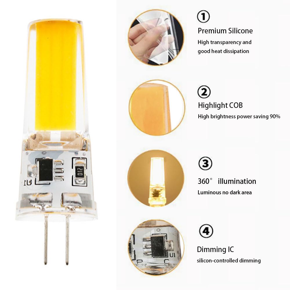 10PCS G4 LED Lampadina 3W Ac 230v Dimmerabile Lampadina G4 LED per lampadario,camper e barca 3W/Bianco caldo